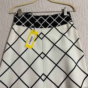 Karen Millen Black and White Diamond Pattern Pencil Skirt